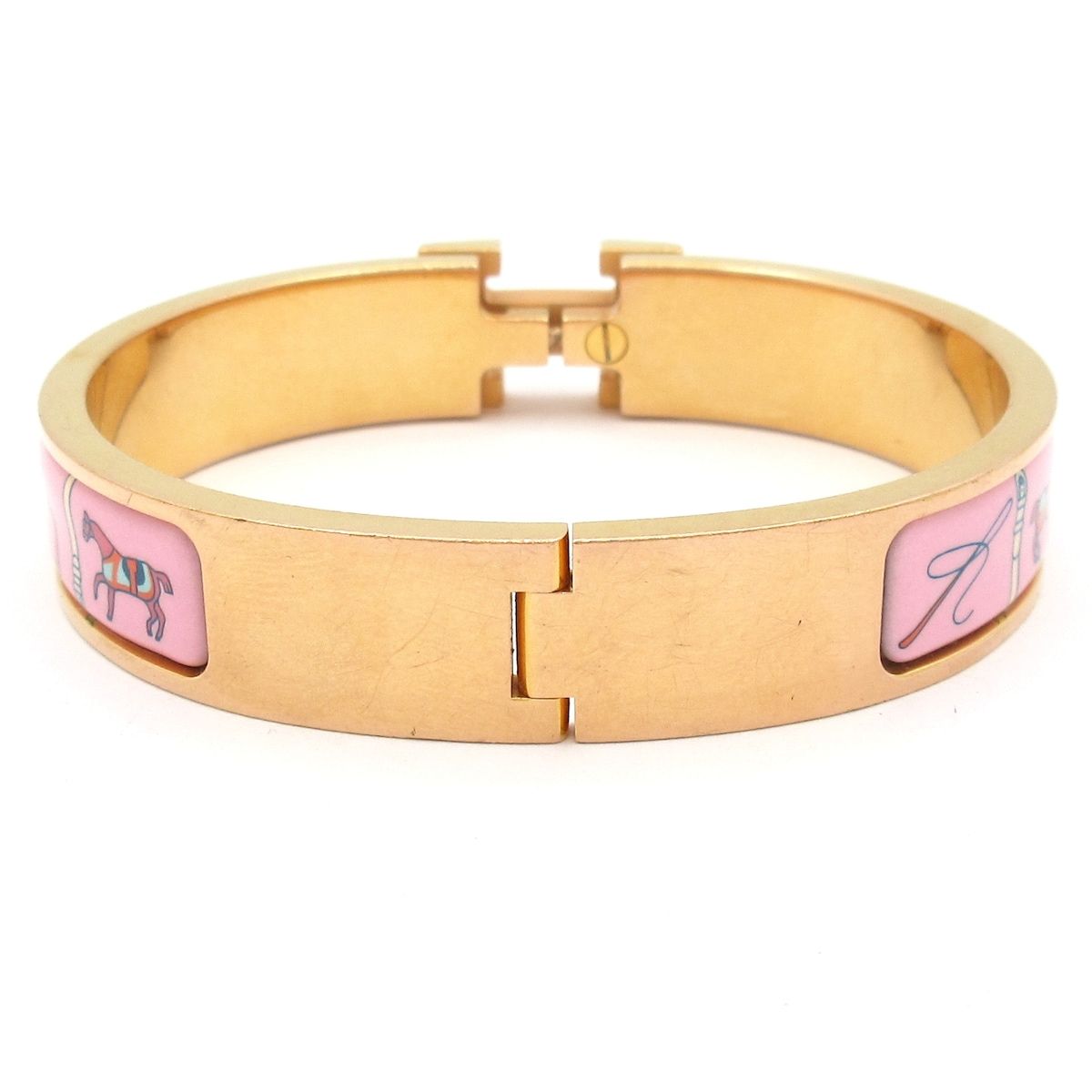 Hermes Bangle Clic Clac Gold Pink Bracelet — view 3
