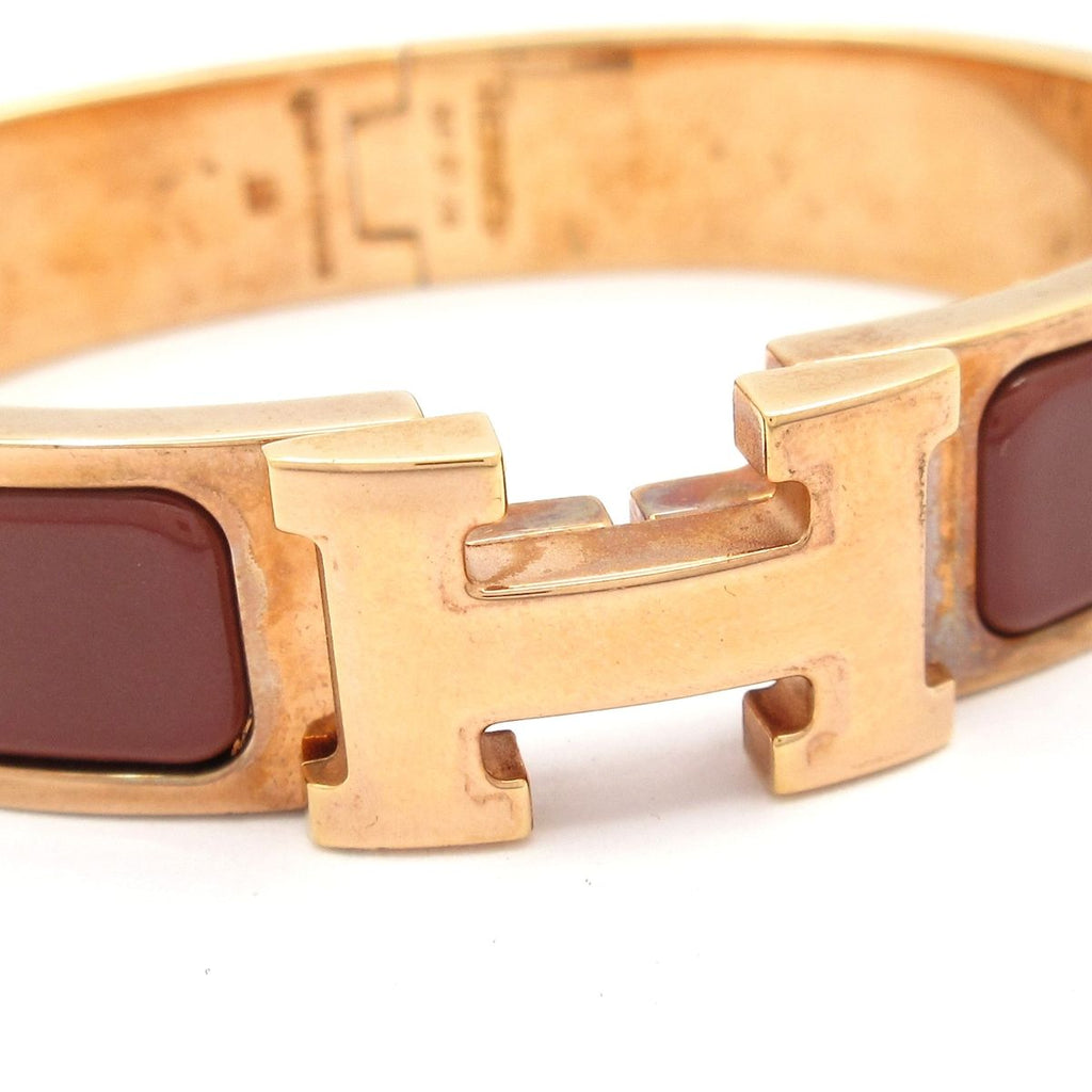 Hermes Bangle Clic H Pink Gold Brown Bracelet — view 5