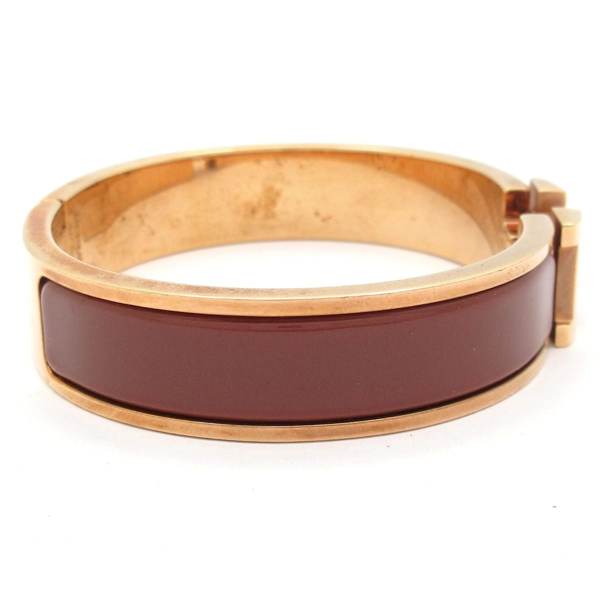 Hermes Bangle Clic H Pink Gold Brown Bracelet — view 2