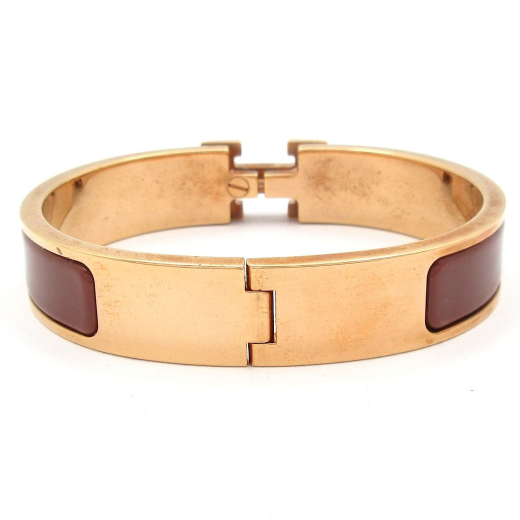 Hermes Bangle Clic H Pink Gold Brown Bracelet — view 3