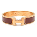 Hermes Bangle Clic H Pink Gold Brown Bracelet