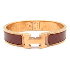 Hermes Bangle Clic H Pink Gold Brown Bracelet