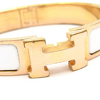 Hermes Bangle Clic H Pink Gold White Bracelet — view 5