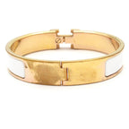 Hermes Bangle Clic H Pink Gold White Bracelet — view 3