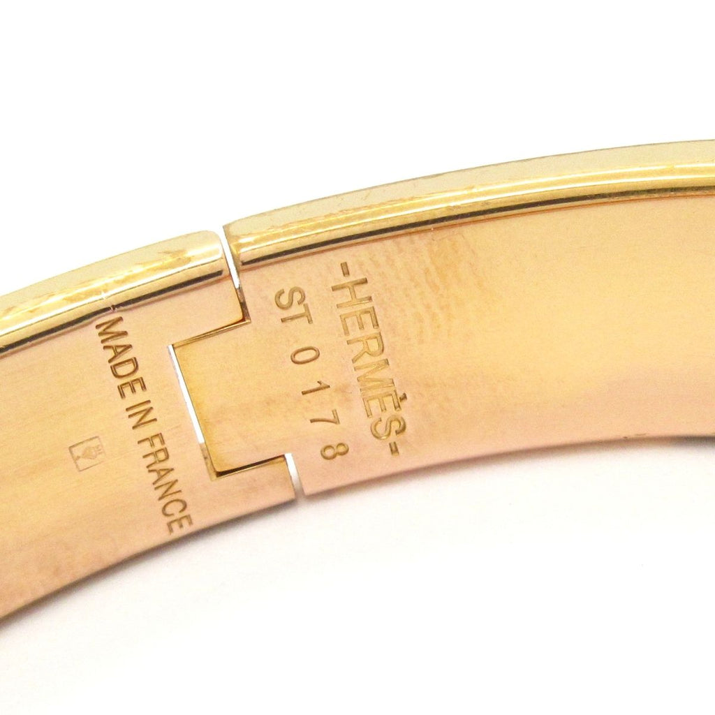 Hermes Bangle Clic H Pink Gold White Bracelet — view 4