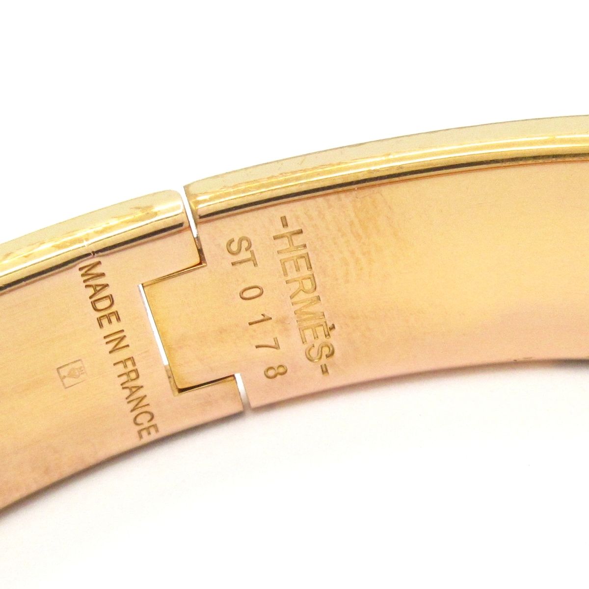 Hermes Bangle Clic H Pink Gold White Bracelet — view 4