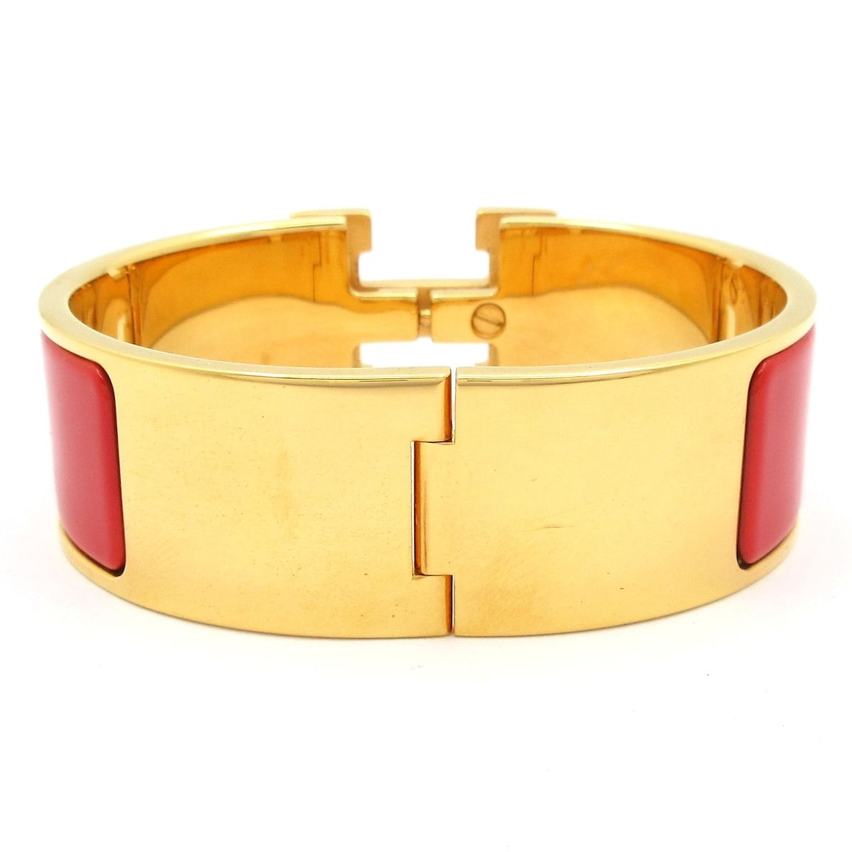 Hermes Bangle Clic Clac Gold Red Bracelet — view 3