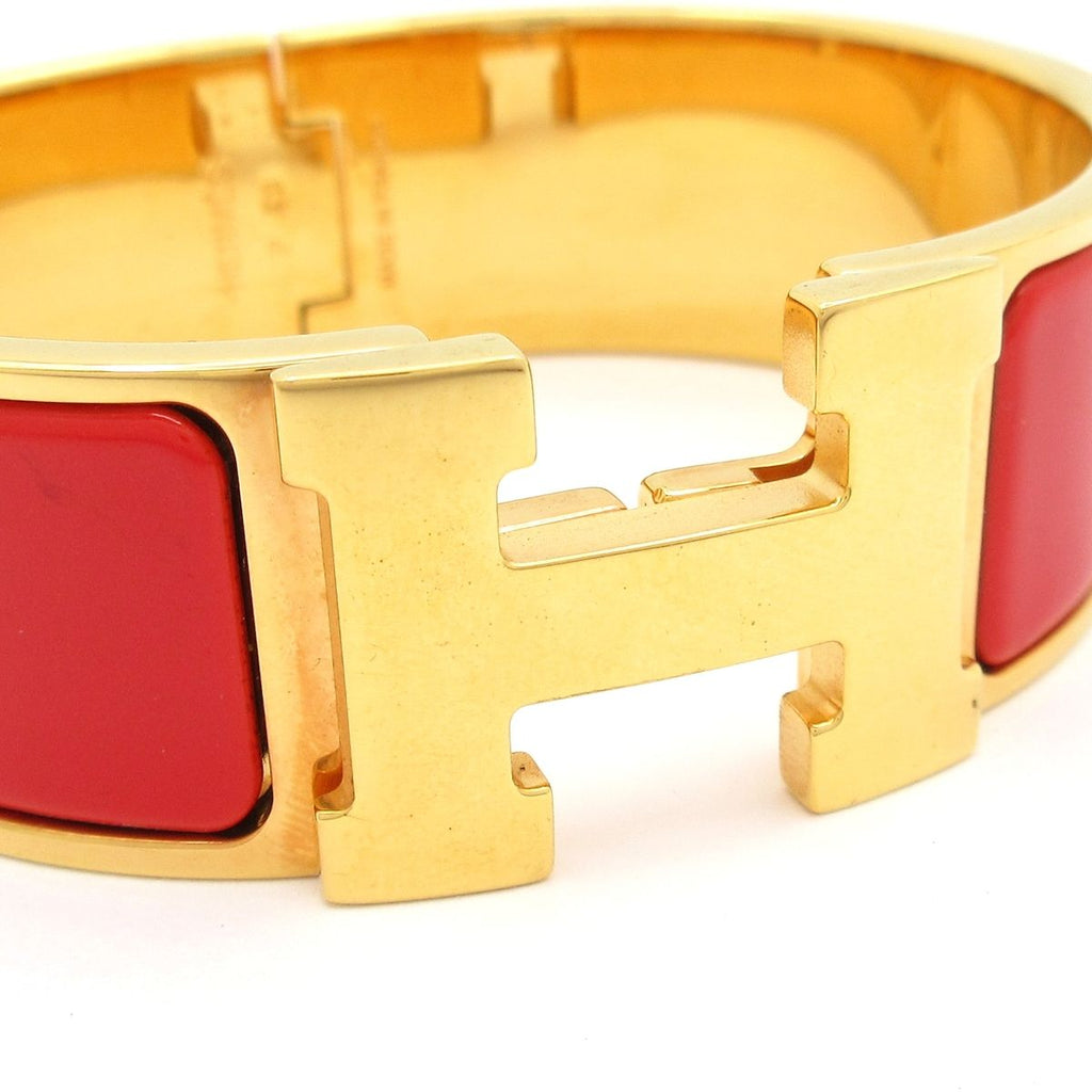 Hermes Bangle Clic Clac Gold Red Bracelet — view 5