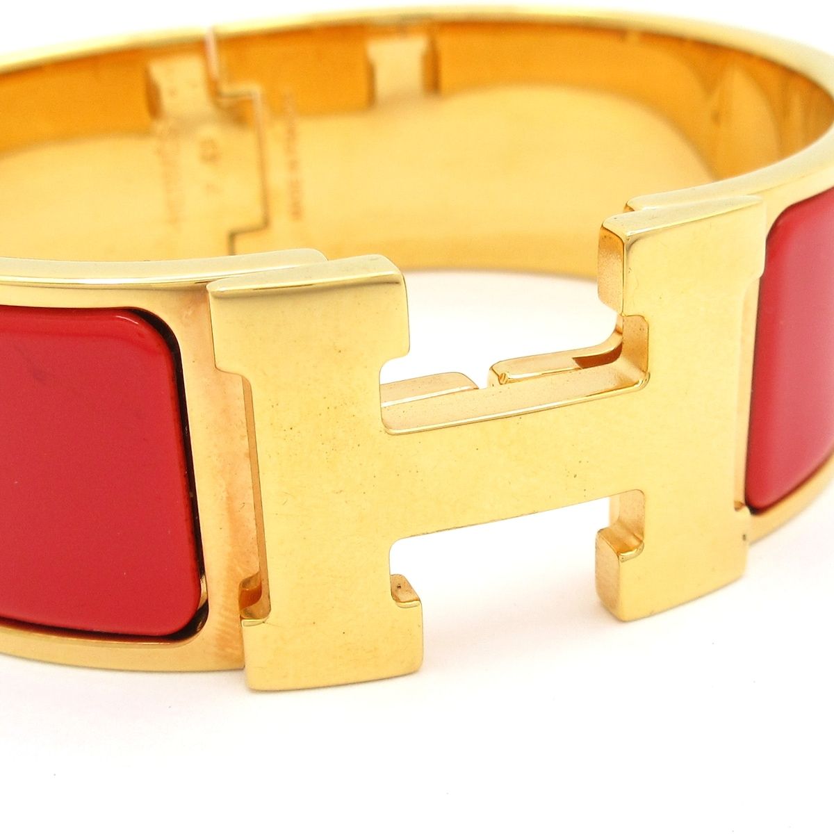 Hermes Bangle Clic Clac Gold Red Bracelet — view 5