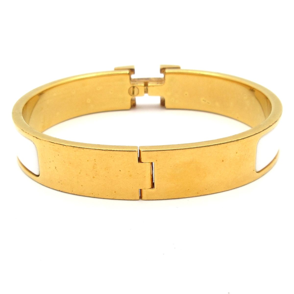 Hermes Bangle Clic H Gold White Bracelet — view 3