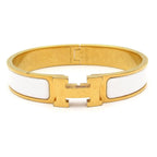 Hermes Bangle Clic H Gold White Bracelet