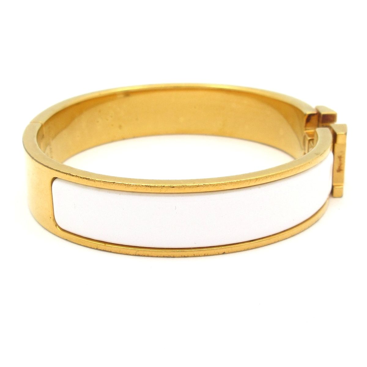Hermes Bangle Clic H Gold White Bracelet — view 2