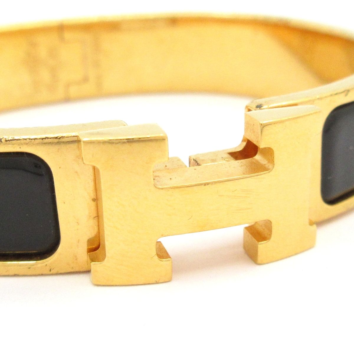 Hermes Bangle Clic H Gold Black Bracelet — view 5