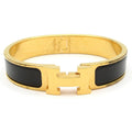 Hermes Bangle Clic H Gold Black Bracelet