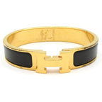Hermes Bangle Clic H Gold Black Bracelet