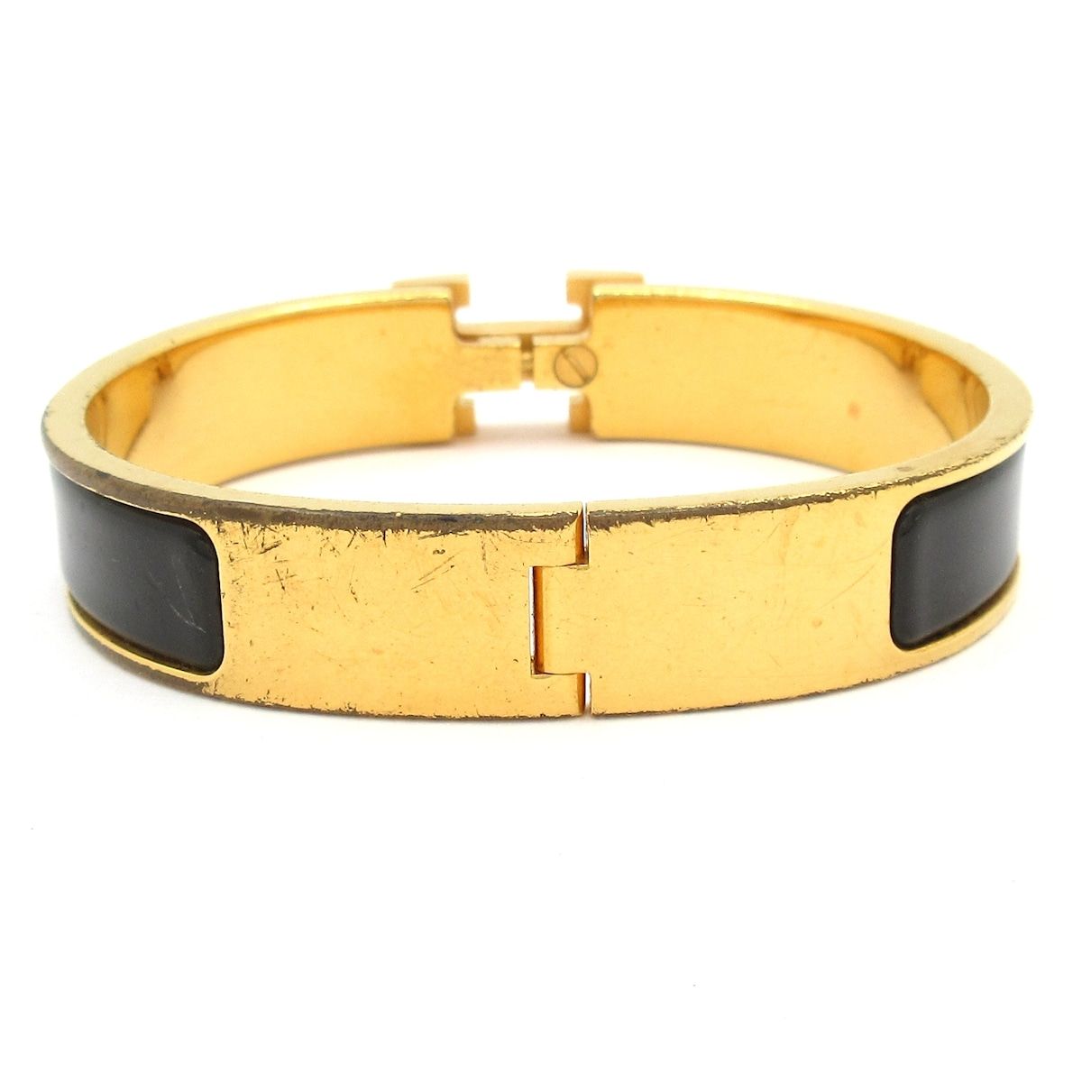 Hermes Bangle Clic H Gold Black Bracelet — view 3
