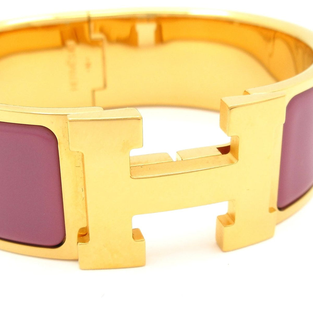 Hermes Bangle Clic Clac H Gold Purple Bracelet — view 5