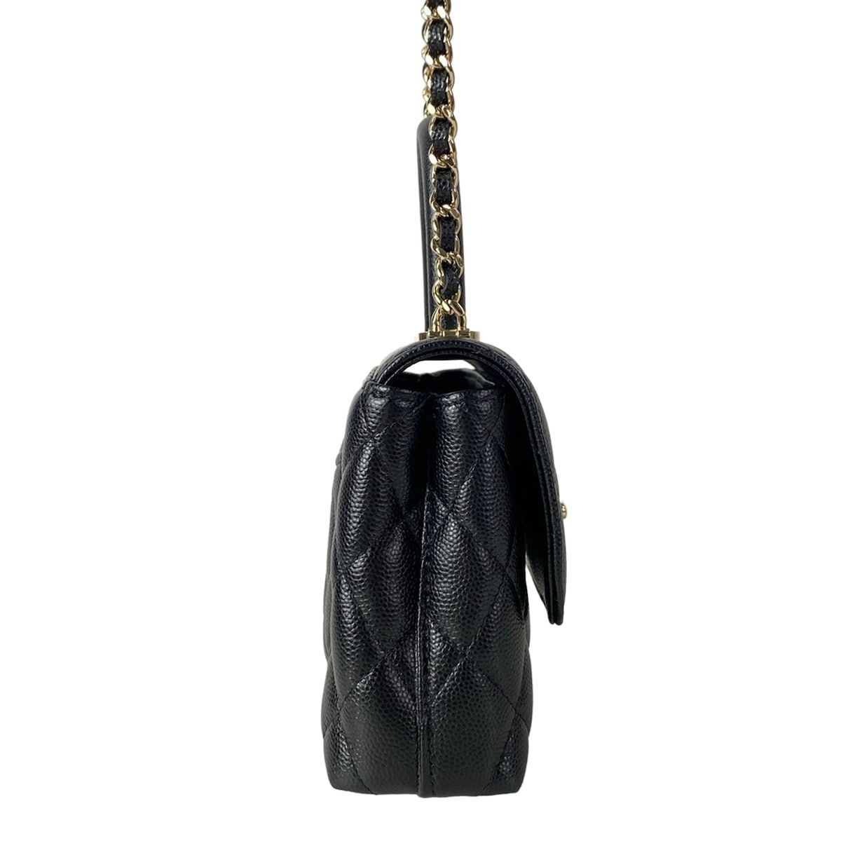 Chanel Shoulder Bag Coco Handle Quilted Mini Black Chain Gold 2-Way — view 2
