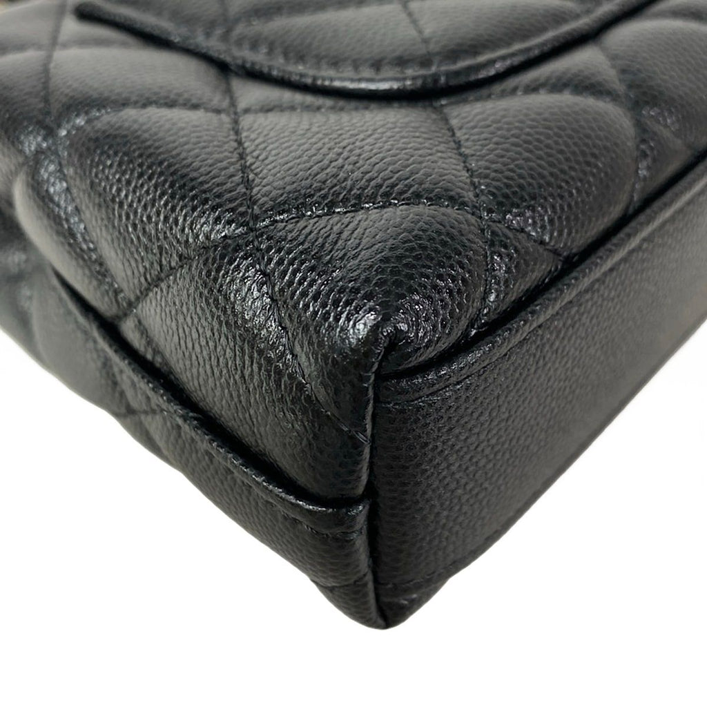 Chanel Shoulder Bag Coco Handle Quilted Mini Black Chain Gold 2-Way — view 8