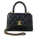 Chanel Shoulder Bag Coco Handle Quilted Mini Black Chain Gold 2-Way
