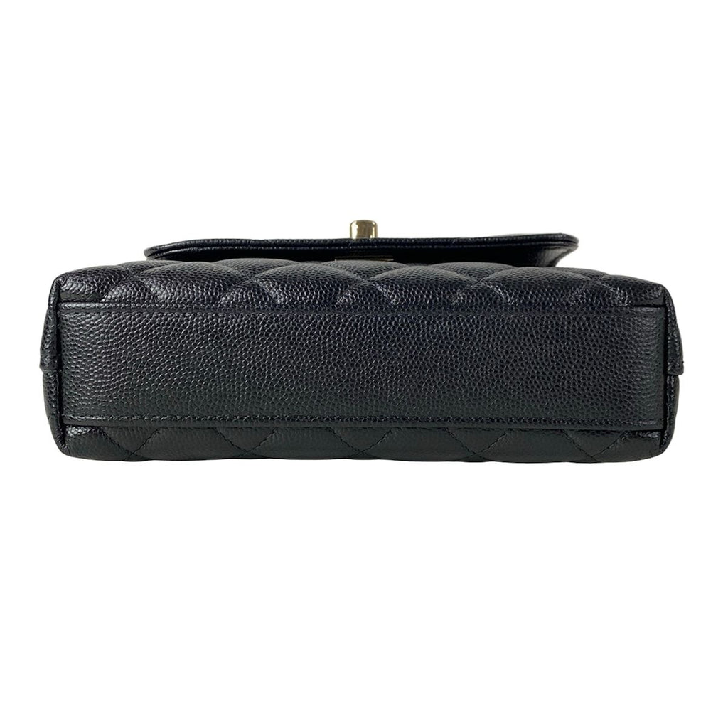 Chanel Shoulder Bag Coco Handle Quilted Mini Black Chain Gold 2-Way — view 5