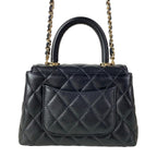 Chanel Shoulder Bag Coco Handle Quilted Mini Black Chain Gold 2-Way — view 3