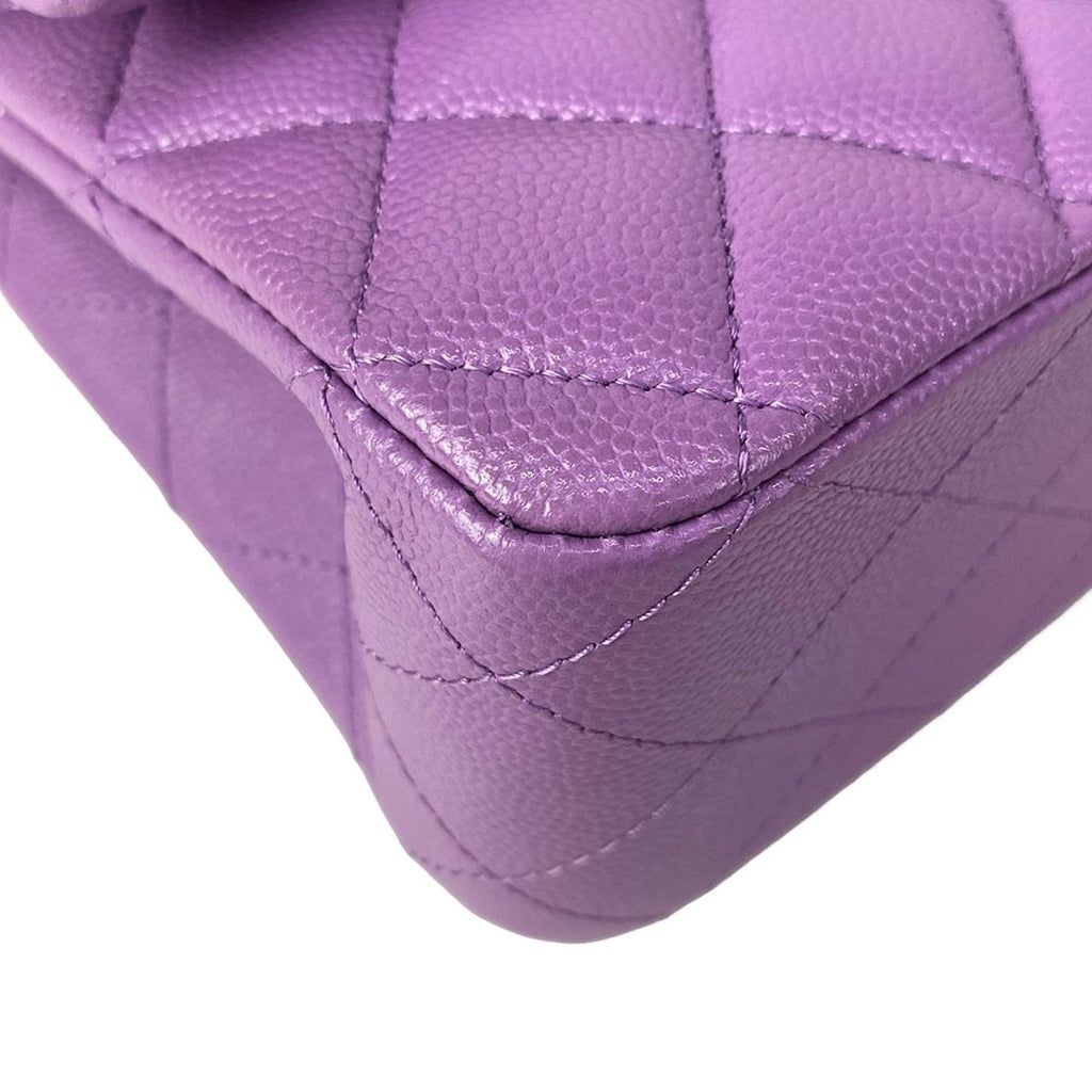 Chanel Shoulder Bag Double Flap Quilted Purple Chain Gold — view 6