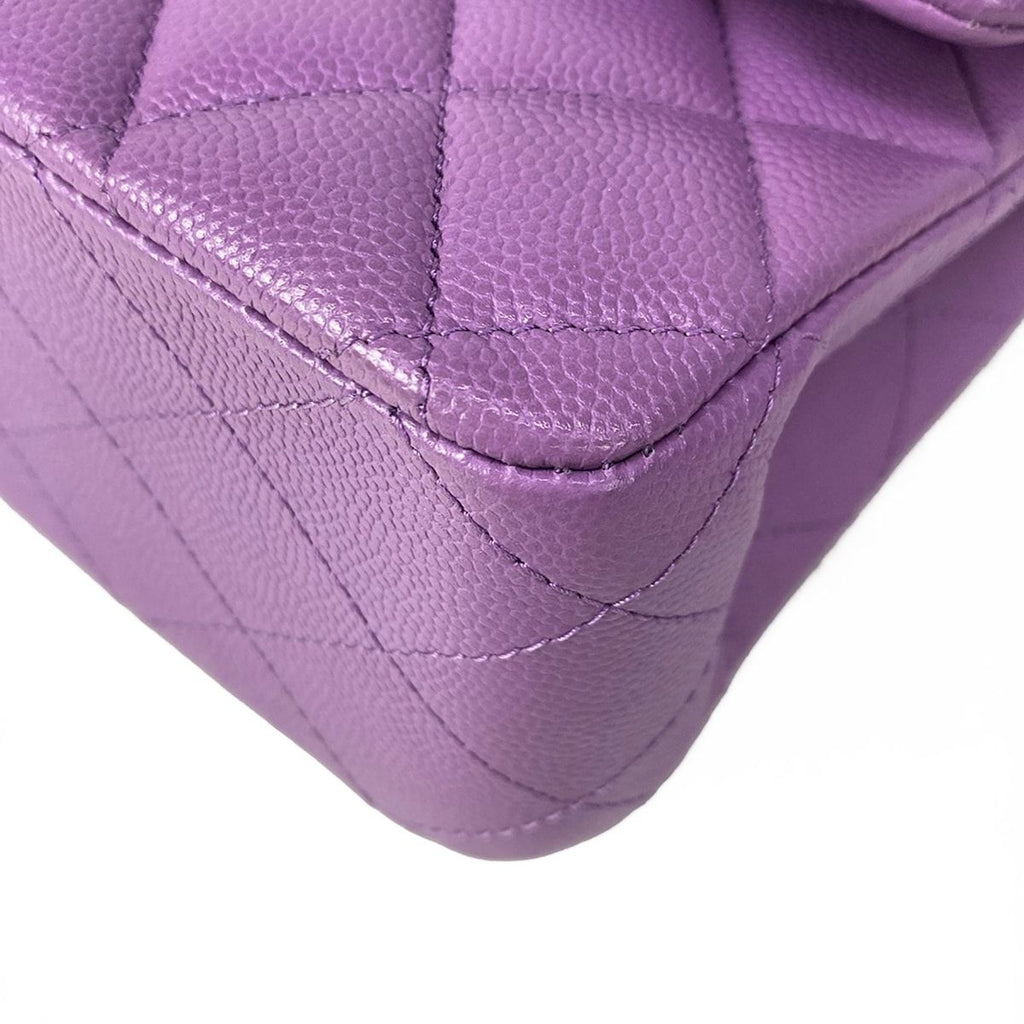 Chanel Shoulder Bag Double Flap Quilted Purple Chain Gold — view 7