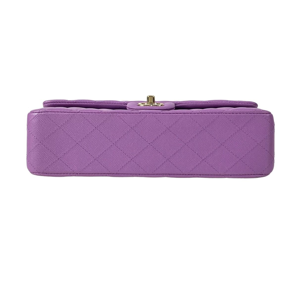 Chanel Shoulder Bag Double Flap Quilted Purple Chain Gold — view 5