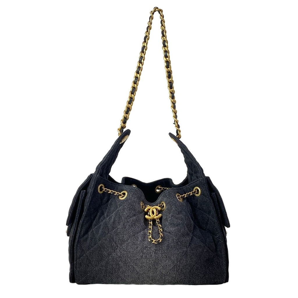 Chanel Shoulder Bag 25 Small Black Dark Gray