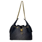 Chanel Shoulder Bag 25 Small Black Dark Gray