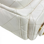 Chanel Shoulder Bag Quilted Hobo White Gold Chain Lambskin — view 7