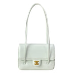 Chanel Shoulder Bag Small Flap Light Blue Gold