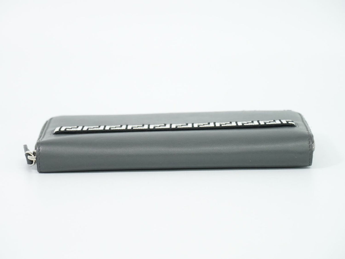Fendi Zucca Zip Around Wallet Travel Leather Gray — view 3
