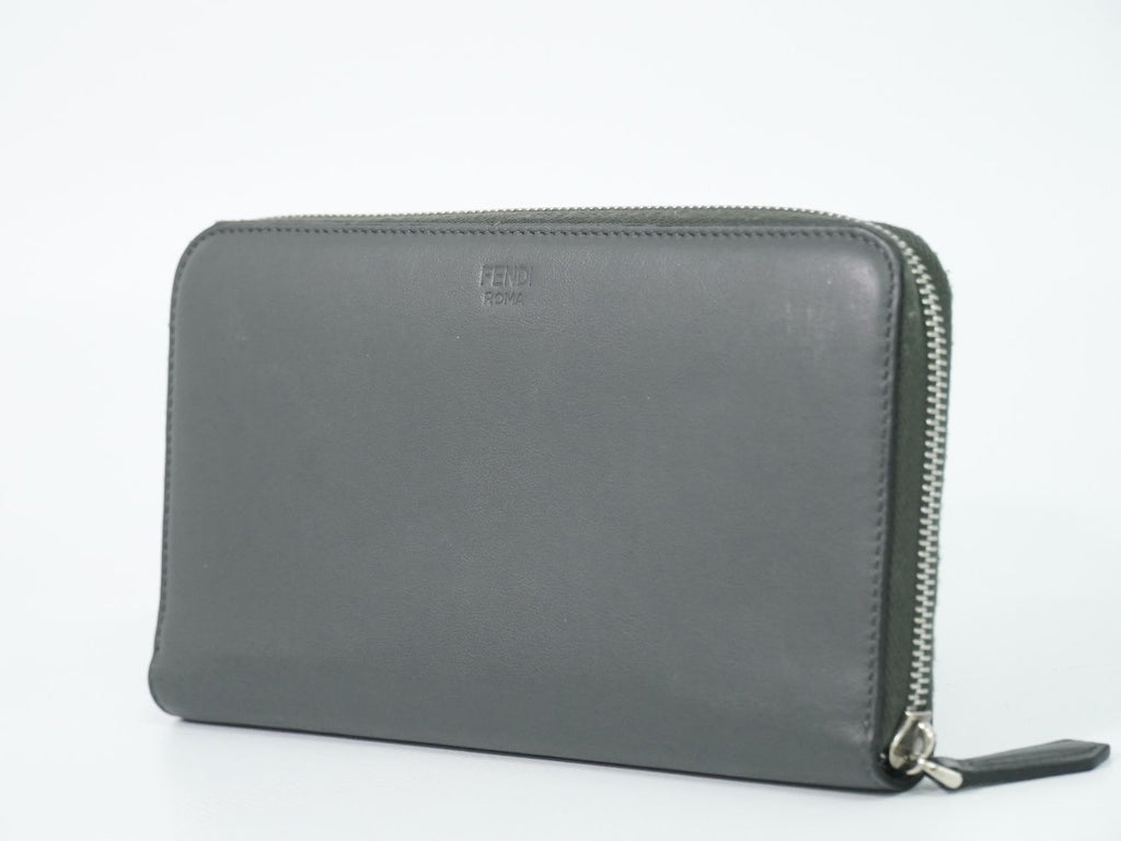 Fendi Zucca Zip Around Wallet Travel Leather Gray — view 2