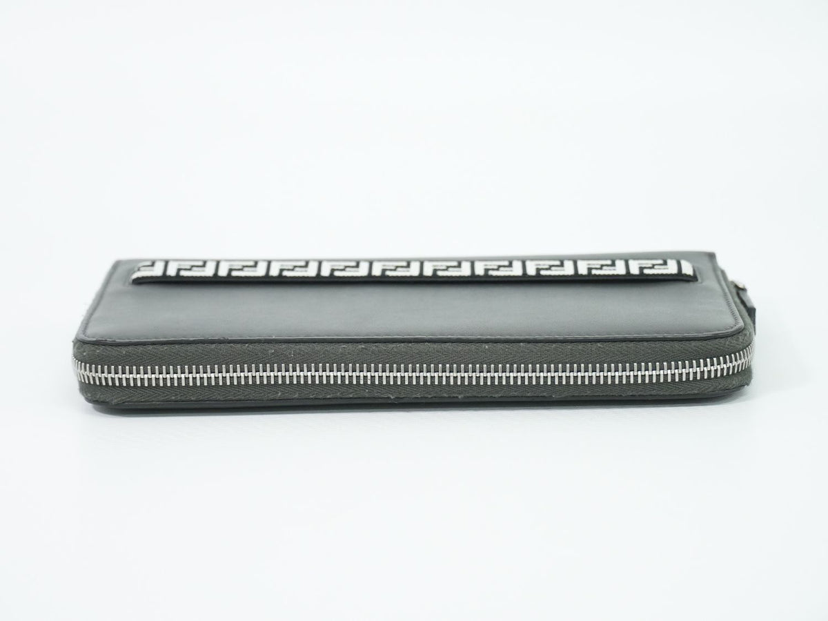 Fendi Zucca Zip Around Wallet Travel Leather Gray — view 5