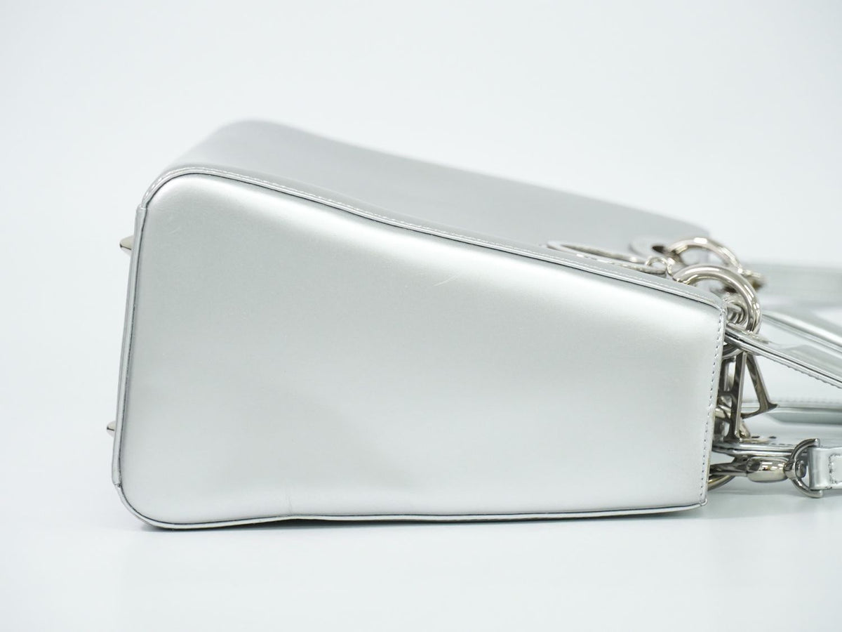 Dior Lady Medium 2-Way Shoulder Bag Leather Silver — view 4
