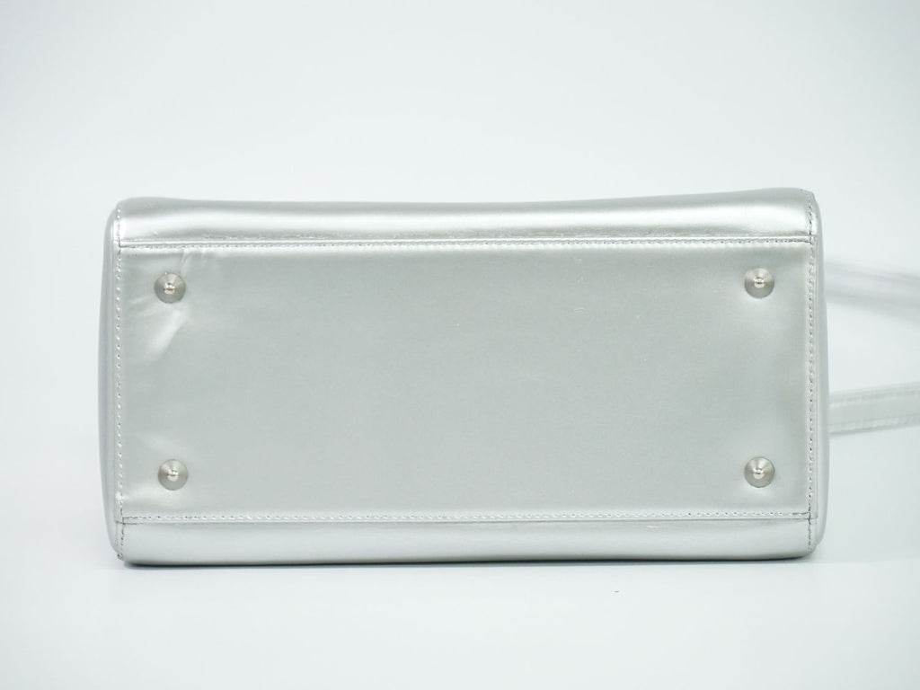 Dior Lady Medium 2-Way Shoulder Bag Leather Silver — view 3