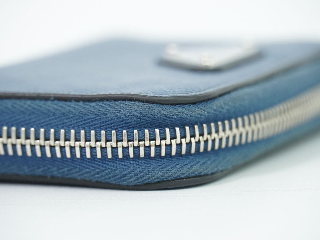 Prada Leather Zip Around Coin Purse Blue — view 7