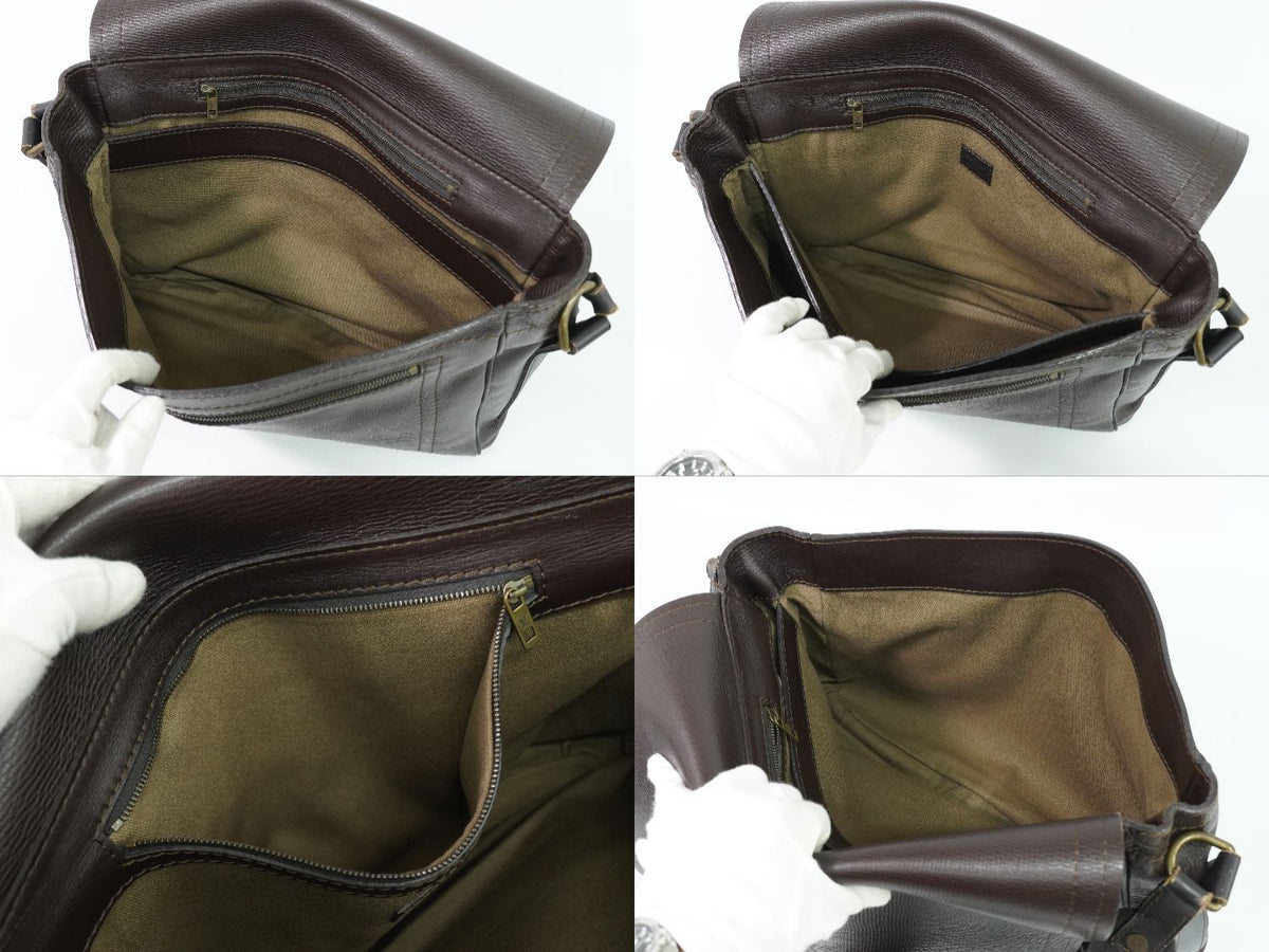 Louis Vuitton LV Omaha Utah Leather Shoulder Bag Cafe Dark Brown — view 8