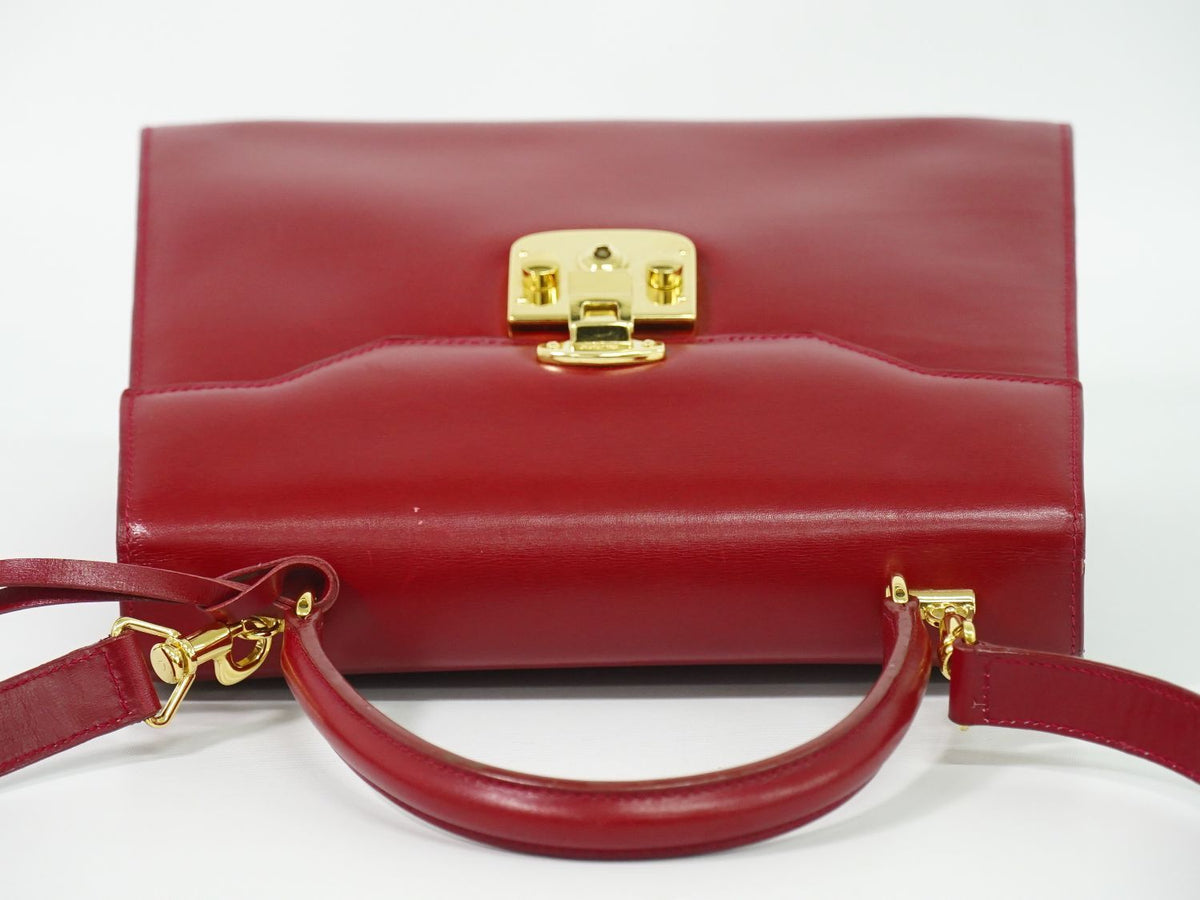 Gucci Lock 2-Way Shoulder Bag Pochette Leather Red — view 5
