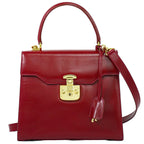Gucci Lock 2-Way Shoulder Bag Pochette Leather Red