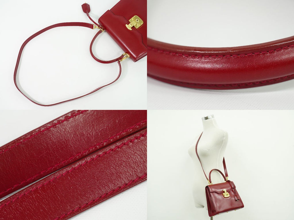 Gucci Lock 2-Way Shoulder Bag Pochette Leather Red — view 6