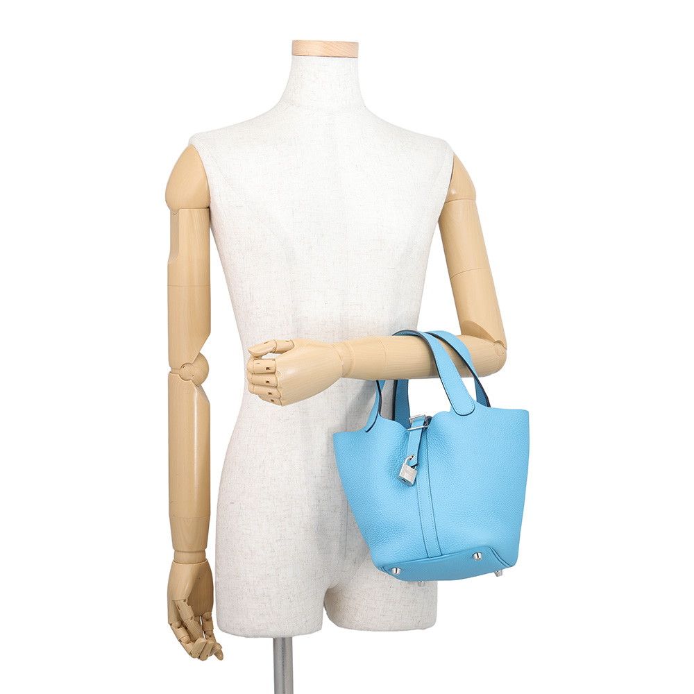 Hermes Handbag Picotin Lock PM Blue Nord Silver Taurillon Clemence Tote — view 4