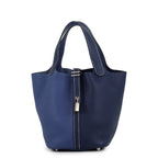 Hermes Handbag Picotin Lock PM Casaque Blue Saphir Bleu Brighton Silver