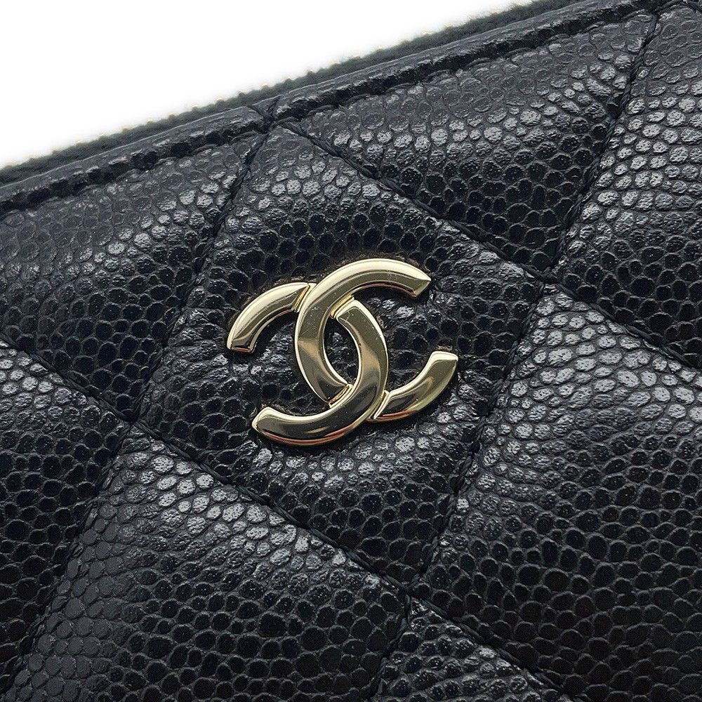 Chanel Chain Shoulder Bag CC Logo Classic Quilted Caviar Leather Black — view 7