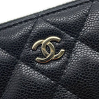 Chanel Chain Shoulder Bag CC Logo Classic Quilted Caviar Leather Black — view 7