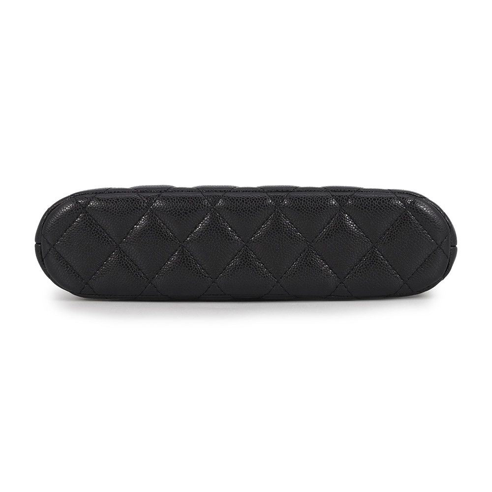 Chanel Chain Shoulder Bag CC Logo Classic Quilted Caviar Leather Black — view 3
