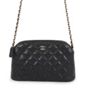 Chanel Chain Shoulder Bag CC Logo Classic Quilted Caviar Leather Black