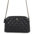 Chanel Chain Shoulder Bag CC Logo Classic Quilted Caviar Leather Black